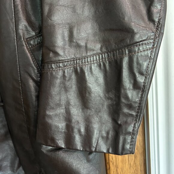 Vtg Sears Men’s Brown Leather Coat Sz 40 | Double Breasted 3/4 Length Lined - Picture 4 of 14